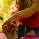 A calm woman sitting in a peaceful setting, visually representing the connection between nutrition and mental health.