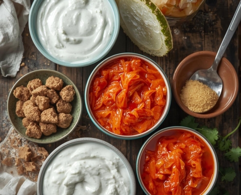 Fermented foods such as yogurt, kefir, and kimchi