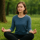 stress management concept with person meditating outdoors