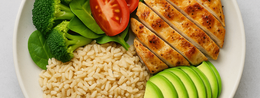 balanced meal plate showing macronutrient proportions