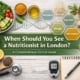 Nutrition-focused flat lay with whole foods, supplements and clinical tools representing personalised nutrition support in London.