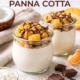 Healthy coconut collagen panna cotta in glass jars topped with fruit and dark chocolate, nutritionist-approved dessert